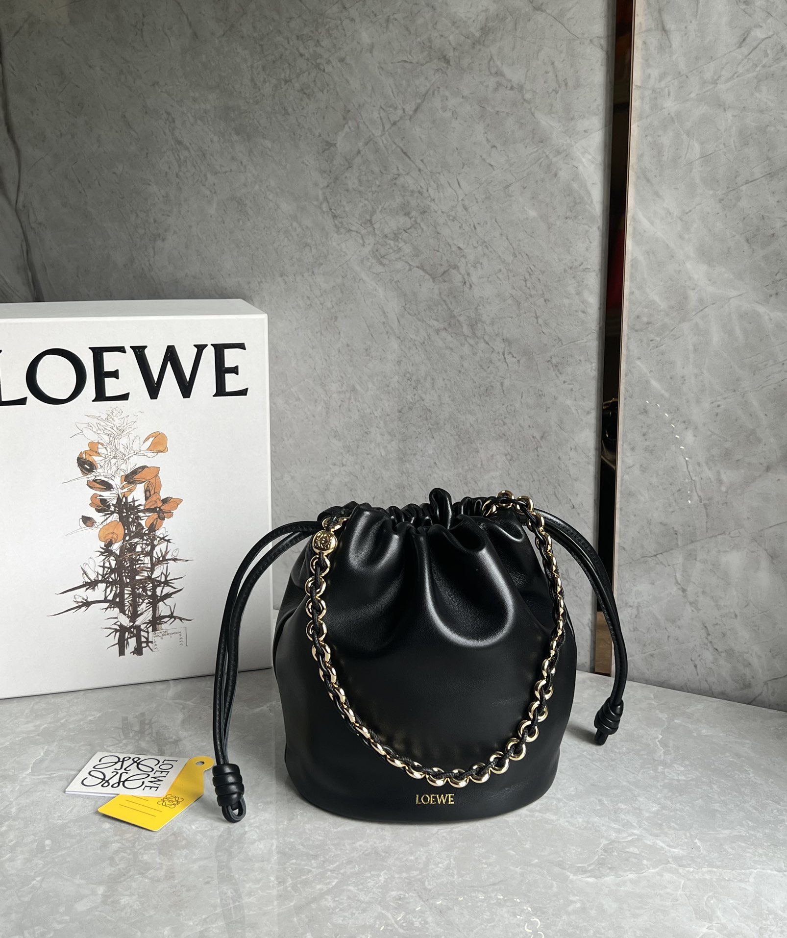 Loewe Flamenco Purse Bucket in Mellow Nappa Lambskin Black